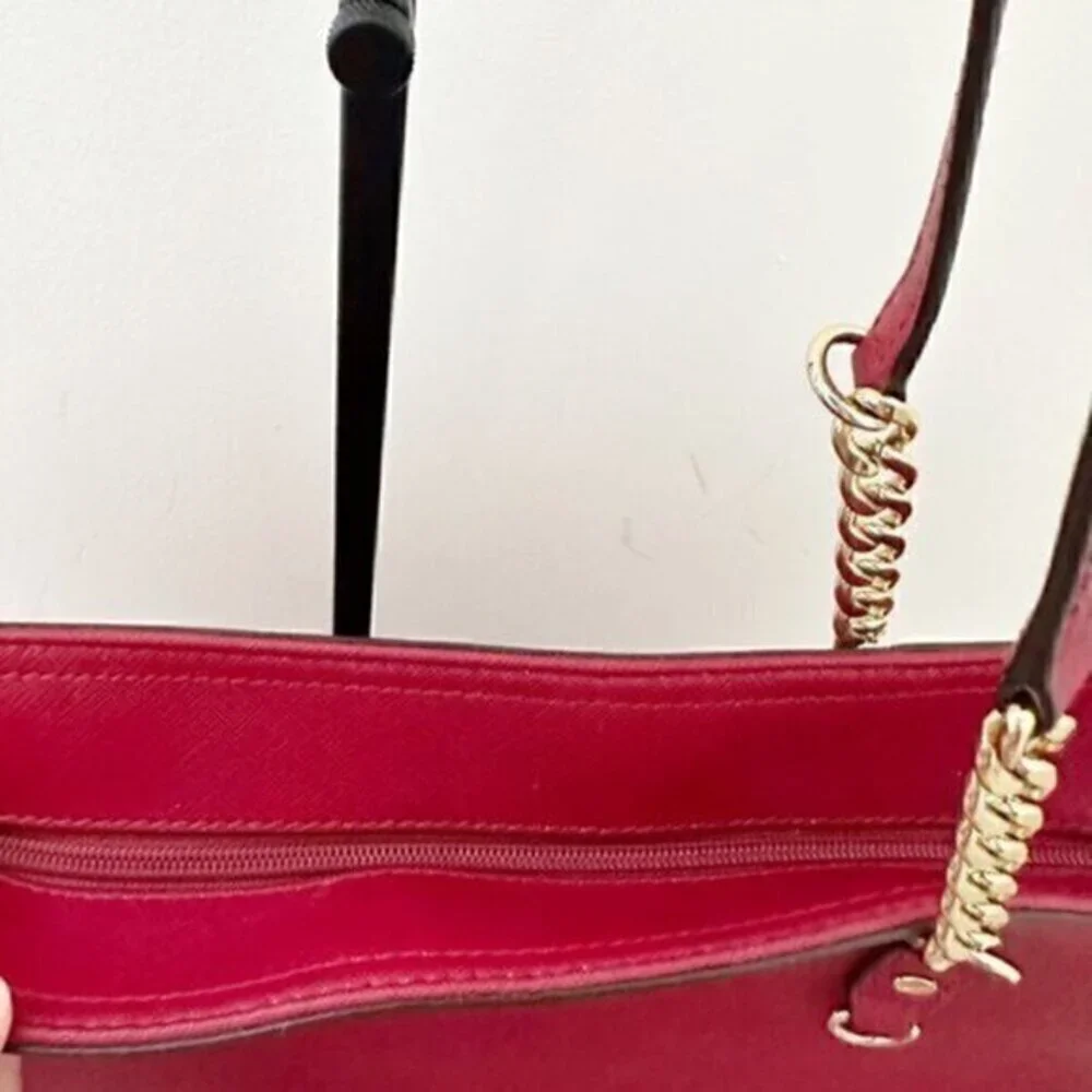 Michael Kors Jet Set Chain East West‎ Top Zip Leather Tote Bag Red - Picture 4 of 12